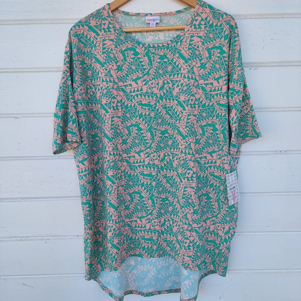 Teal and Salmon High Low Shirt Dress M